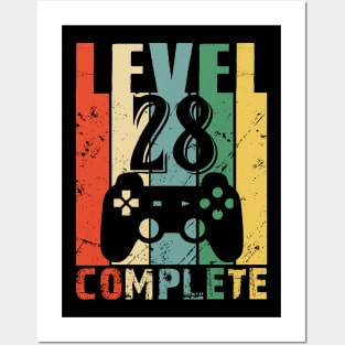 Vintage 28th Wedding Anniversary Level 28 Complete Funny Video Gamer Birthday Gift Ideas Posters and Art